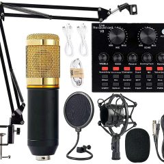 پک میکروفون استودیویی مدل BM800 به همراه کارت صدا    condencer v8